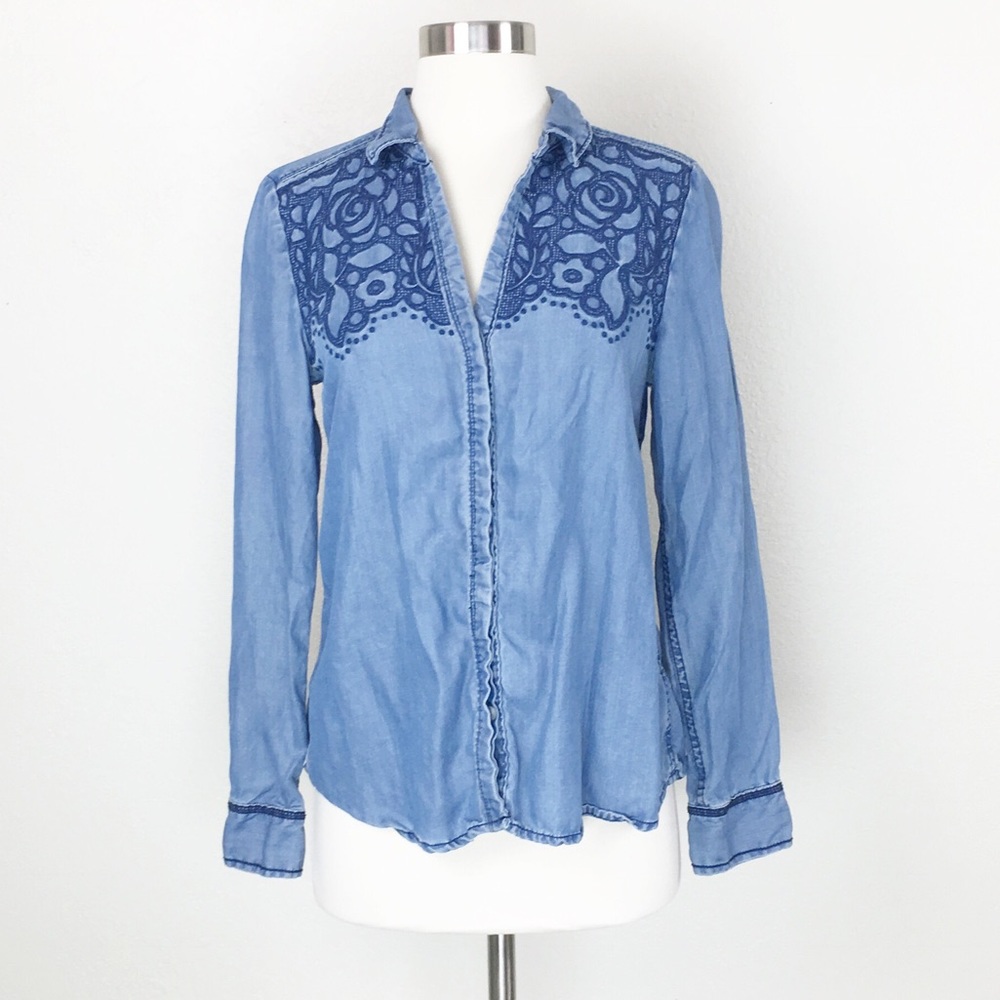 Holding Horses Embroidered Chambray Button Down - Picture 2 of 8